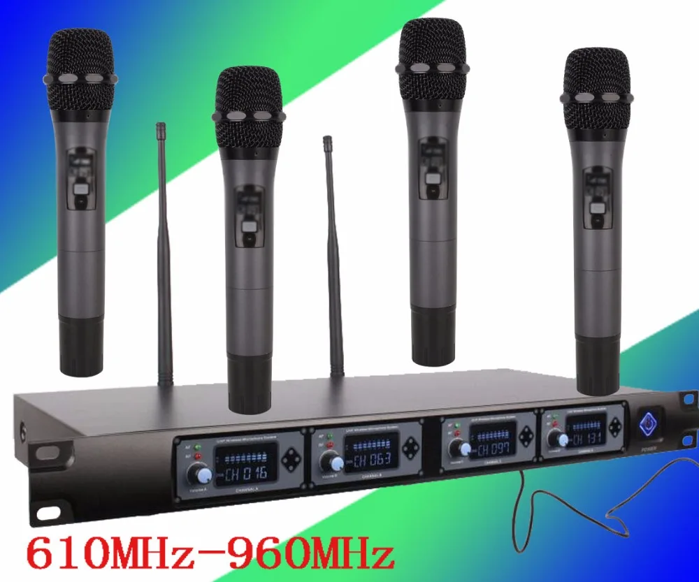 Professional Microphone 4 Channel UHF Dynamic Professional