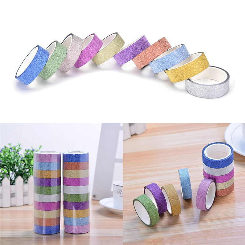 

10 Rolls/lot 3M decorative Scrapbooking Photo Album Masking adhesive Paper Stickers Washi Glitter Tape Random