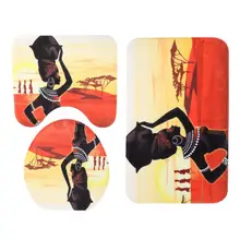 3 шт./компл. африканская Женская печать занавеска для душа коврик крышка для унитаза коврик нескользящий коврик для ванной
