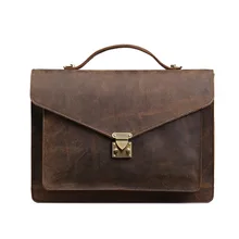 ROCKCOW Men’s Full Grains Leather Front Lock Professional Briefcase Leather Laptop Bag 0189