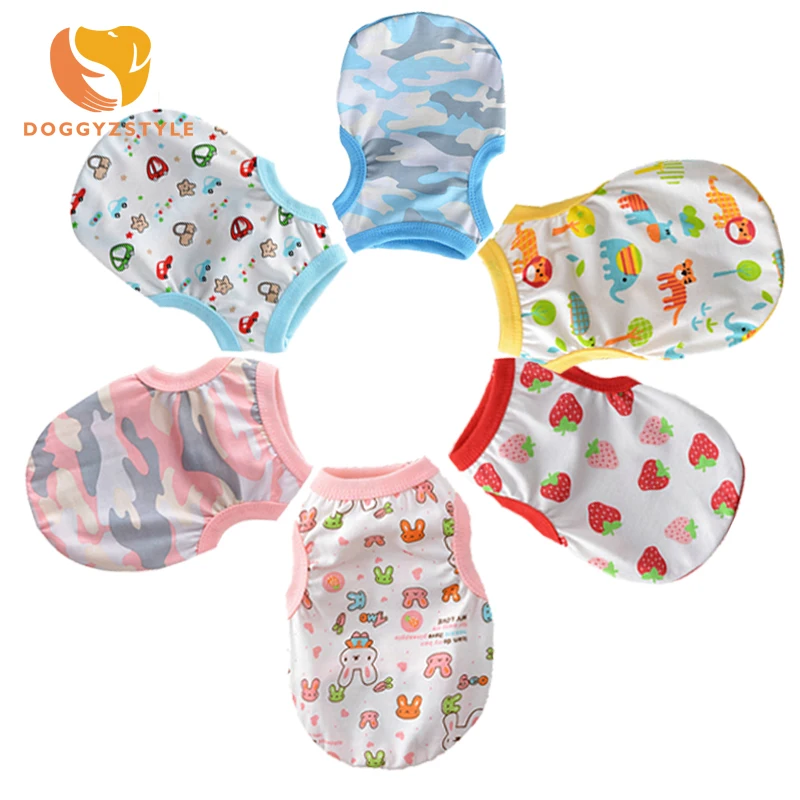 

DOGGYZSTYLE Summer Pets Cartoon Printed Dog Vest T-Shirts Pet Clothes for Cute Teddy Bichon Bomei Dogs Apparel Clothes