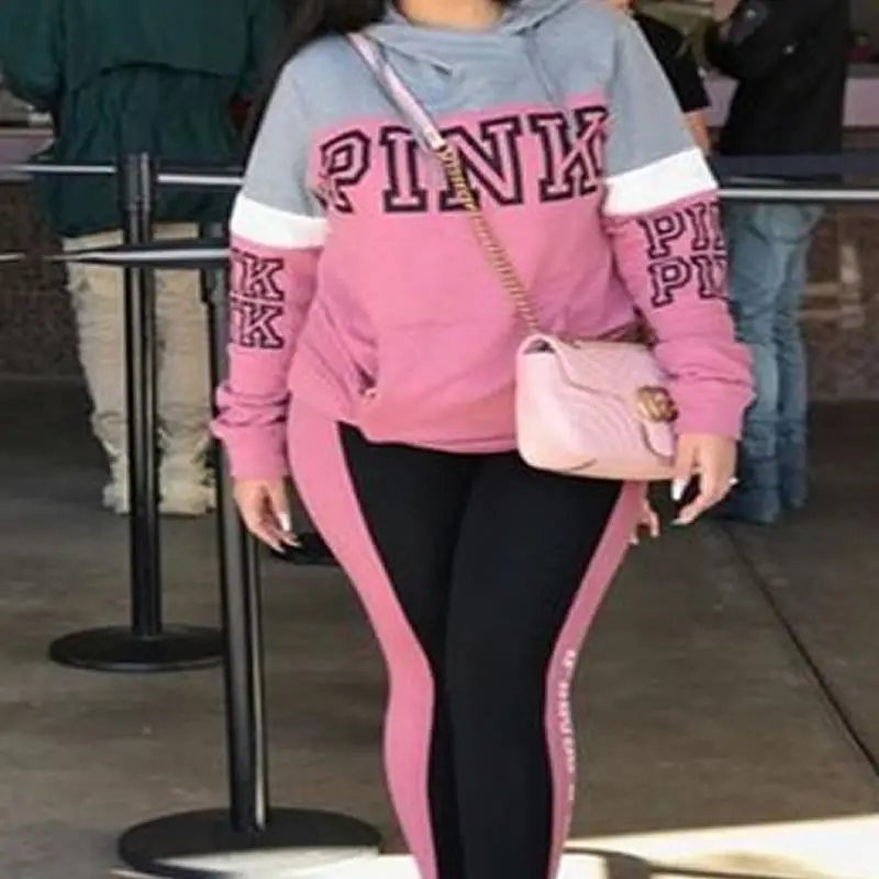 Pink Print 2 Piece Set Women Two Piece Sweatshirt Tracksuit Pant And Top Autumn XXXL Plus Size Casual Outfit Sexy Sweat Suits Pink Print 2 Piece Set Women Two Piece Sweatshirt Tracksuit Pant And Top Autumn XXXL Plus Size Casual Outfit Sexy Sweat Suits