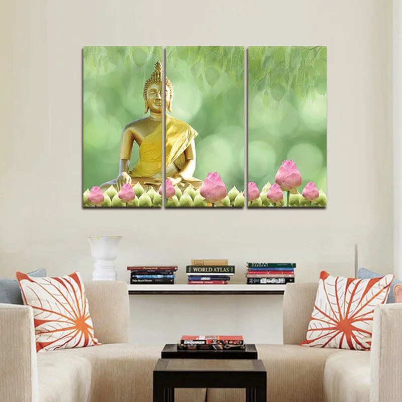 Framed 3pcs Canvas Art Modern Printed Buddha Painting Picture Buddha