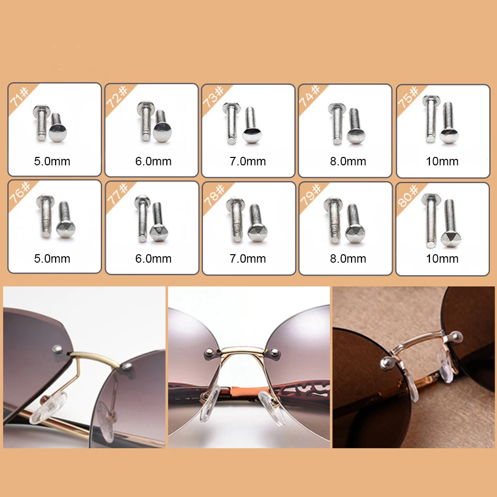 

100Pcs With Tweezer Eyeglasses Silicone Nose Pad Tiny Spectacles Assortment Sunglass Repair Tool Set Nut Kit Micro Screwdriver