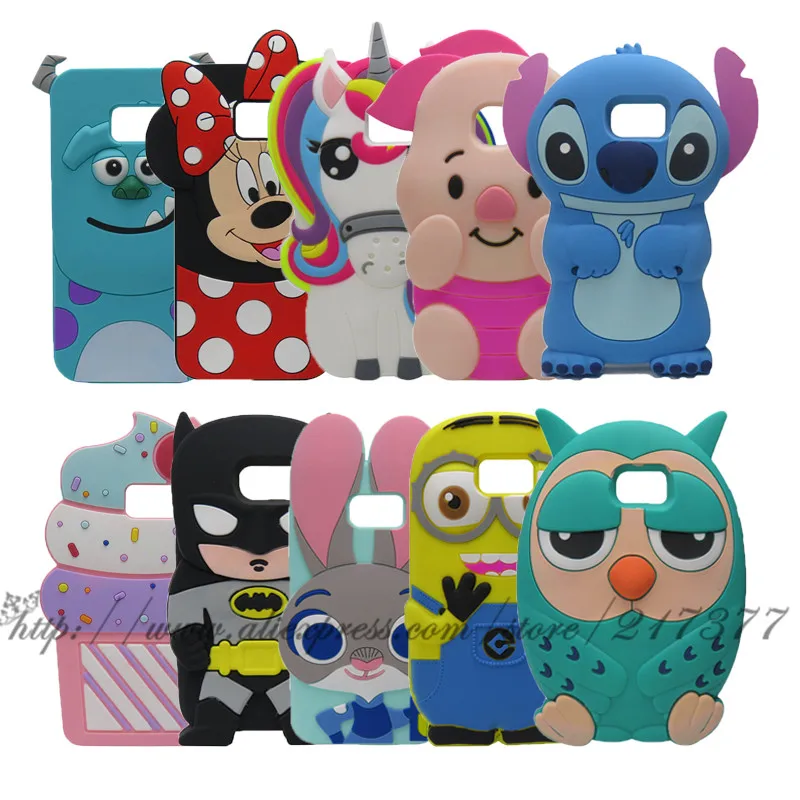 

Soft silicone Phone case For Samsung Galaxy S6 Sedg S7 s7edge s8 s8plus s9 s9plus Case 3D Cartoon case Minnie Stitch cupcake