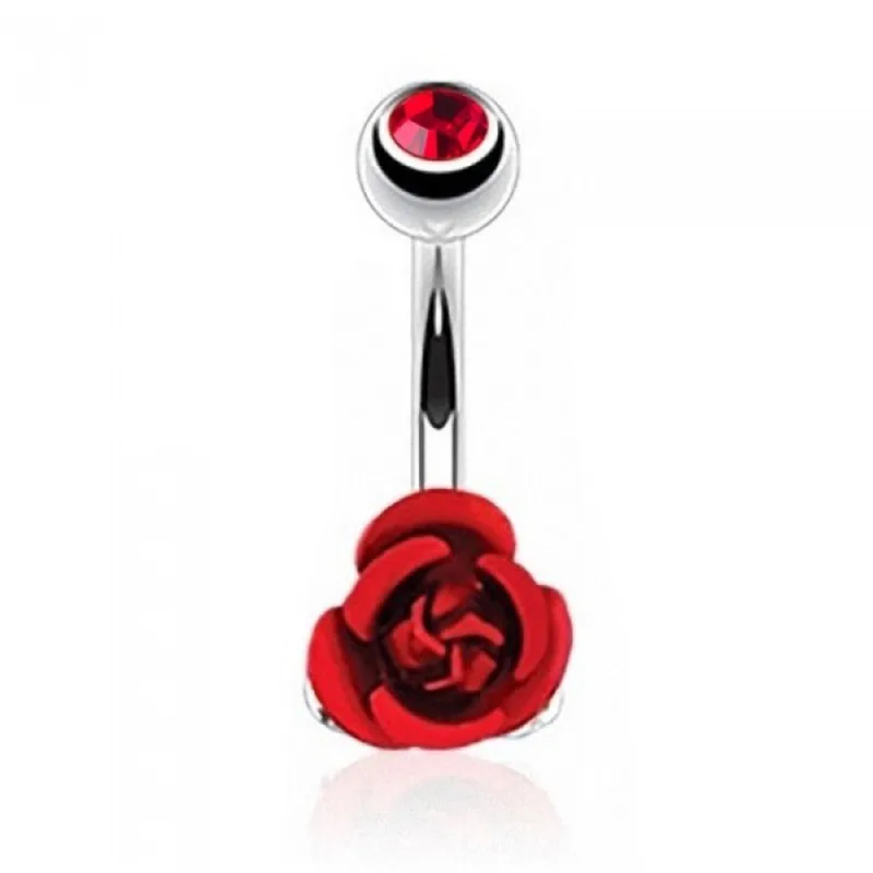 

Stainless Steel Flower Rose Piercing Belly Button Ring Barbell Body Jewelry Women Dancing Body Chains Plug M8694