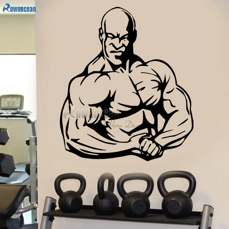 

Home Decor Vinyl Wall Decal Sticker Bedroom Muscle Man Bodybuilding Gym Weight Power Lift E658