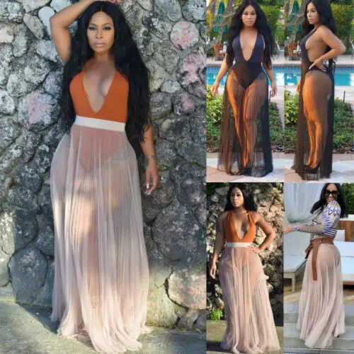 

2019 sexy summer bathsuit Womens Sexy Solid Bikini Cover Up Swimwear Sheer Beach Wear Swim Wear Sun Bathing Suit