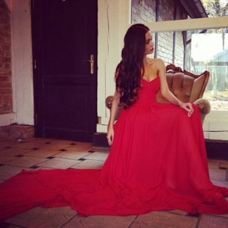 2014-Free-Shipping-A-line-Sweetheart-Pleated-Chiffon-Long-Train-Charming-Red-Bridal-Dress-weddings-events (3)