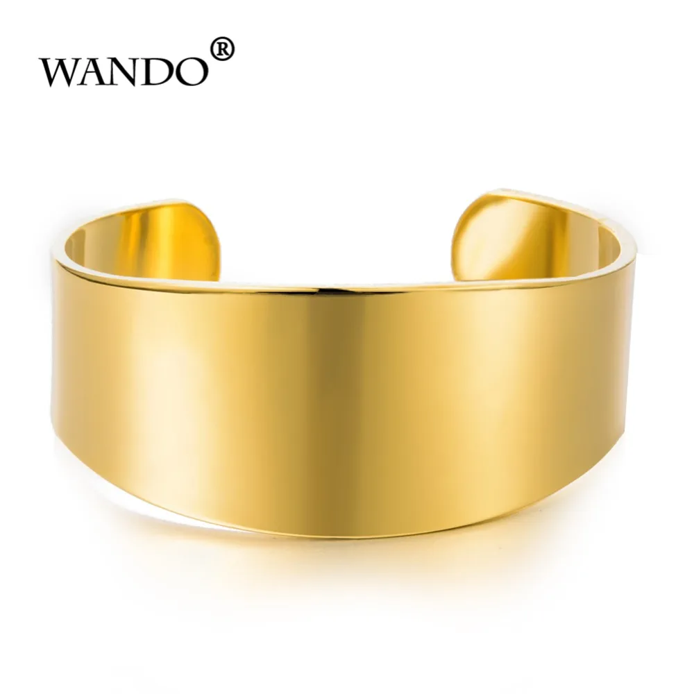 WANDO Новый 3 см Широкий Дубай модный короткий металлический глянцевый браслет