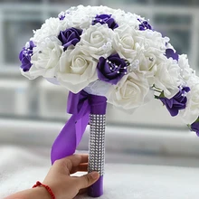 PE искусственные цветы Свадебный букет водослива невесты свадьба Handholds украшения дома фиолетовый