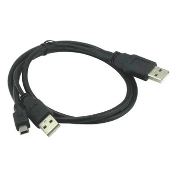 

10pcs/lot Usb 2.0 A to Mini Usb 5Pin Data Cable Y Splitter External Power Cable For Mobile External Hard Drive