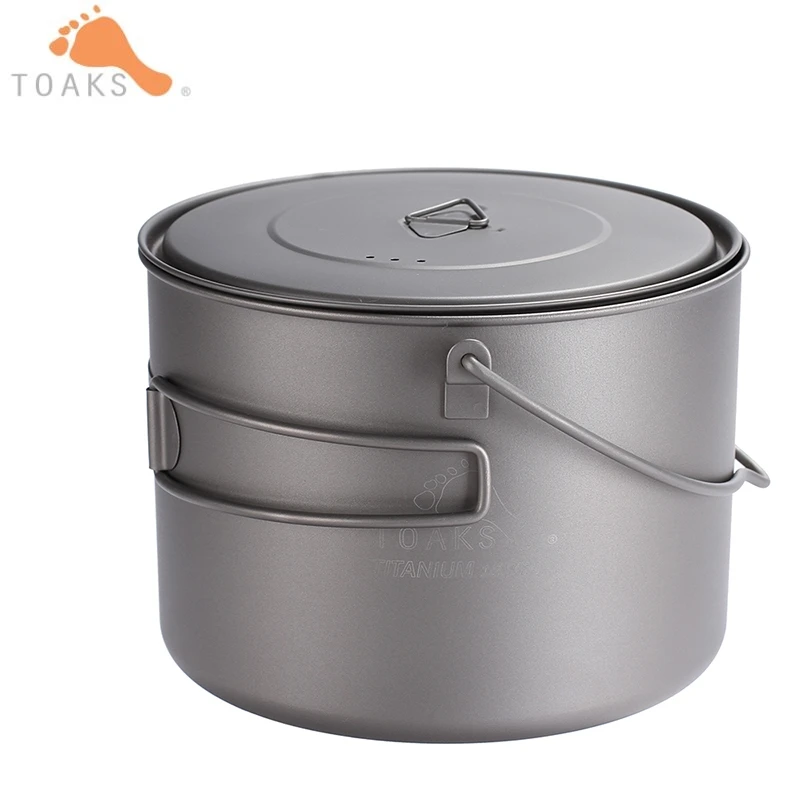 TOAKS colgar Pot Camping al aire libre de utensilios de cocina de Picnic olla ultraligero de titanio olla con tapas y plegable 1600 ml POT-1600-BH
