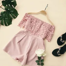 Летний женский комбинезон, тонкие сексуальные шорты с открытыми плечами, женский элегантный комбинезон из кусков, кружевные повседневные пляжные шорты Jumpsutis Feminina