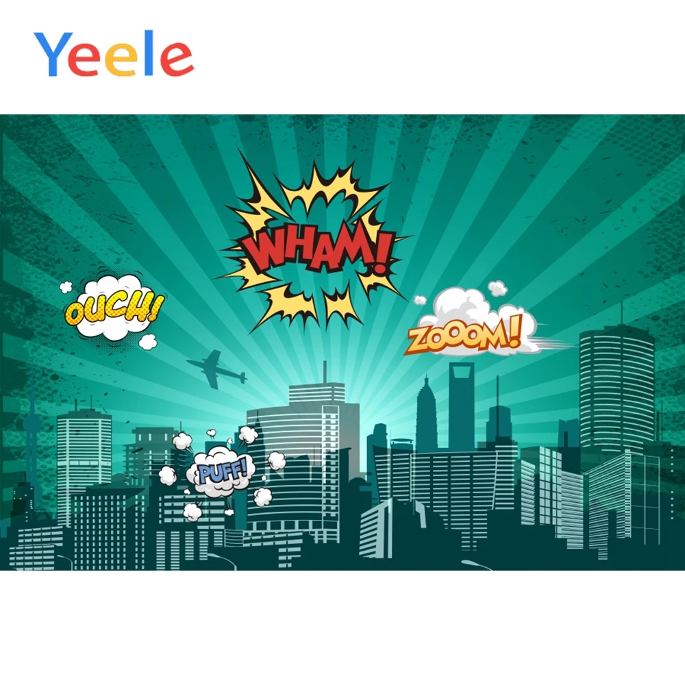 

Yeele Comic Building Bomb Explosions Baby Portrait Photography Background Vinyl Prop Seamless Photo Studio Photographic Backdrop