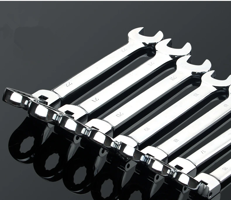  Adjustable Ratchet Wrench 10pcs Wrenches Hand Tools Chromed Gear Spanner Flexible Head Combination 