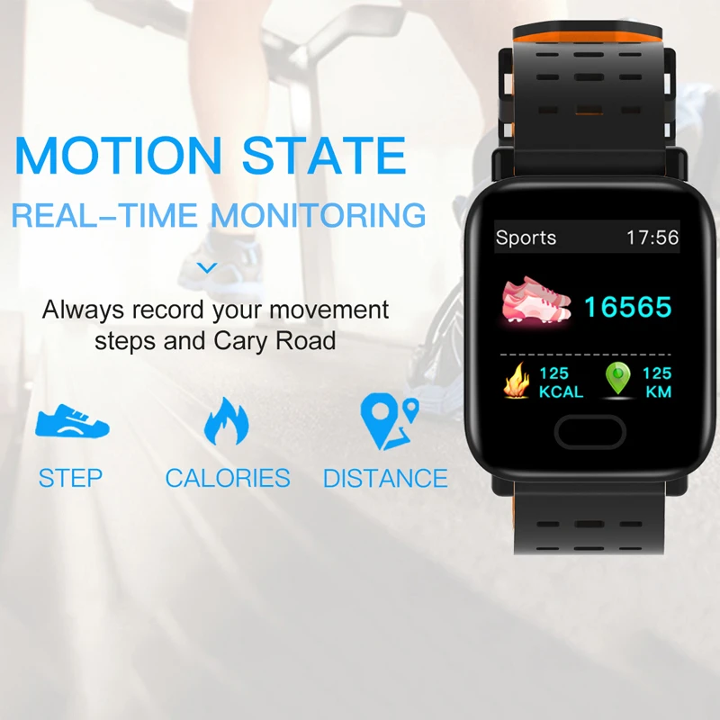 New Smart Watch Men Women A6 Blood Pressure Blood oxygen Heart Rate Fitness Tracker IP67 Waterproof Sport Watch For IOS Android 