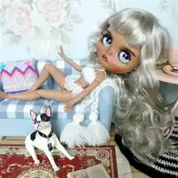 factory blyth doll grey silver platinum blonde hair dark skin joint body 1/6 30cm BL8800