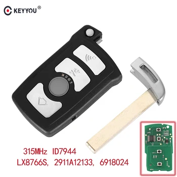 

KEYYOU 4 Button Remote Control Car Key Fob Case 315MHz ID7944 For BMW 7 Series E65 E66 E38 E39 CAS1 LX8766S, 2911A12133, 6918024