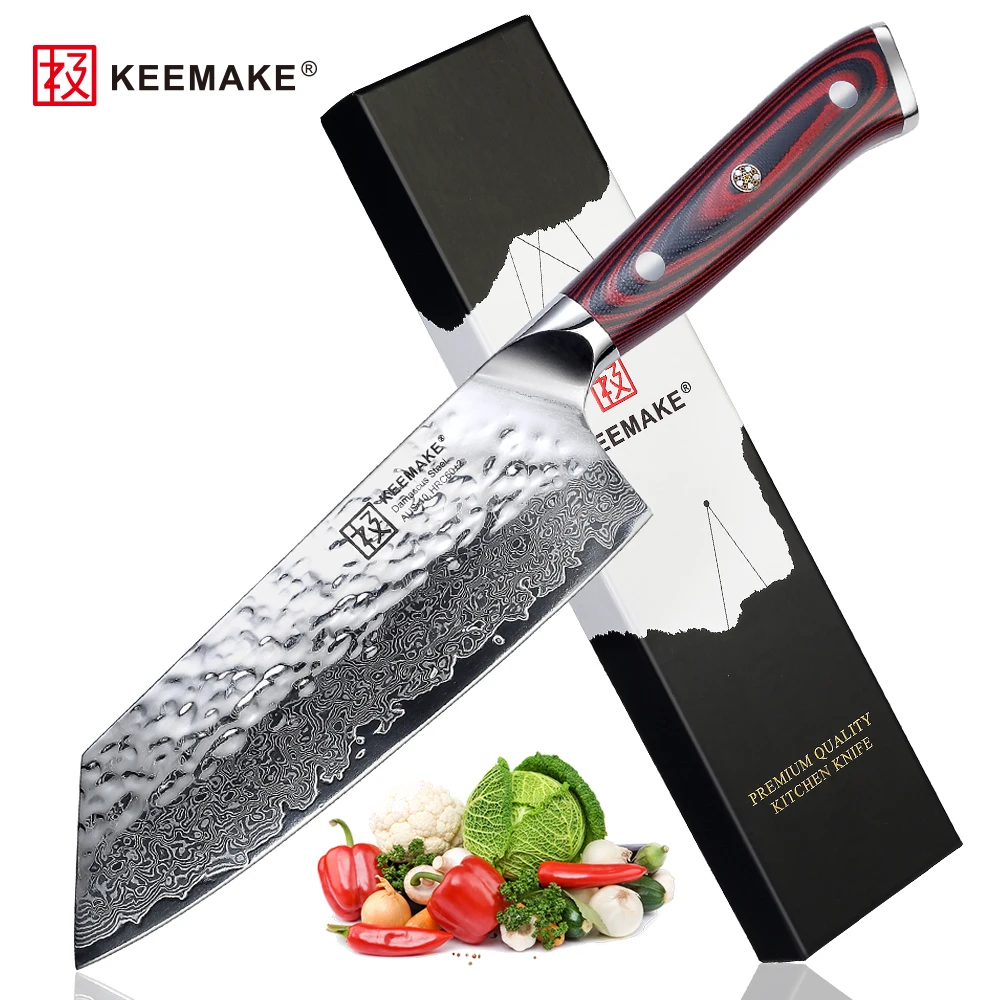 Нож Кливер SUNNECKO KEEMAKE Nakiri 7 дюймов японское лезвие из стали AUS10 острый кухонный нож