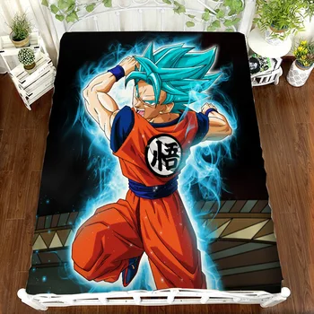 

Japan Anime Dragon Ball Z Super Saiyan Son Goku Bed Sheet 3D Bedding Coverlet Cosplay Cartoon Printing Manga Flat Sheet