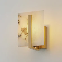  American antique Copper Wall Lamp Led Square Marble Lamps Post Modern led Light Luxury Living Room Study Bedroom Lampara Pared 