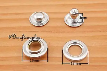 

snap fastener copper Press stud Snap Buttons Open top silver 30 sets 15 mm G65