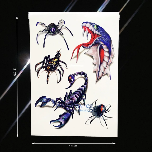 Scorpion Skull Animal Waterproof Temporary Tattoo Stickers Black Snake  Death Scythe Flash Tattoos Women Men Body Art Fake Tatto - Temporary Tattoos  - AliExpress