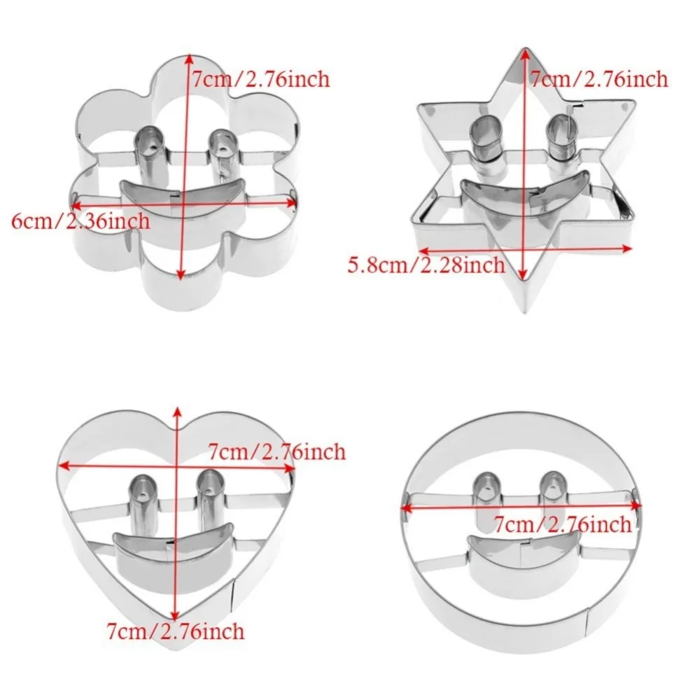4 шт./компл. Нержавеющая сталь улыбающееся лицо печенье пресс-форма для DIY бисквит отделка резак формы для выпечки тортов инструмент для фруктов и овощей