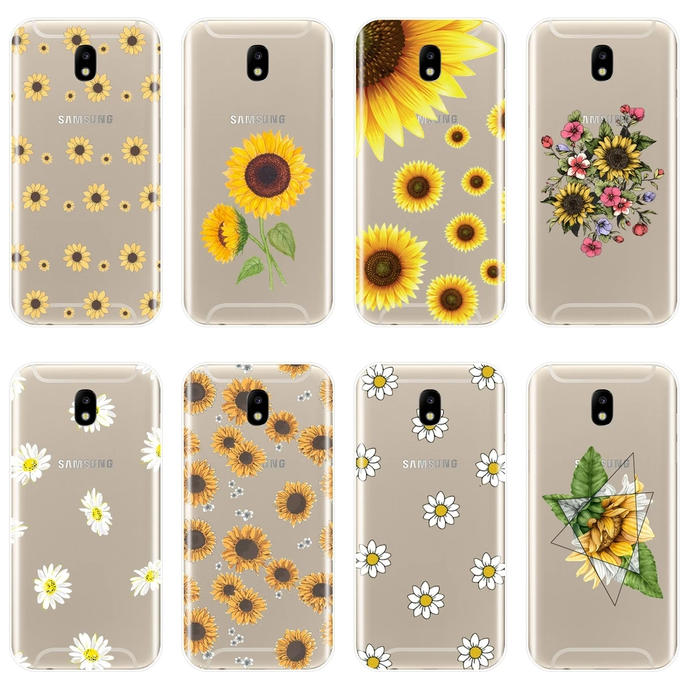 

TPU Sunflower Flower Back Cover For Samsung Galaxy J2 J5 J7 Prime J3 J5 J7 2015 2016 2017 J4 J6 J8 Plus Soft Phone Case Silicone