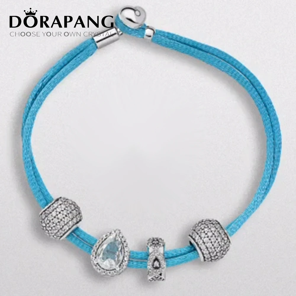 

NEW 2017 NEWEST 100% 925 Sterling Silver Hand rope Charm Bracelet suits Clear CZ Charm Bead fit Bracelet DIY For Jewelry