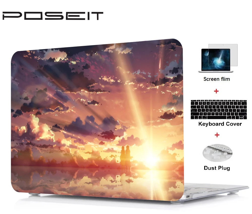 Жесткий чехол для Apple Macbook Touch Bar 13 15 ноутбука + крышка клавиатуры пленка экрана