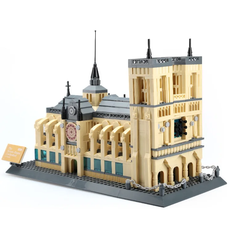 

World Architecture Paris Mary Courtyard Small Grain Assembling Children Alpinia Oxyphylla Diy Building Block Toys 5210