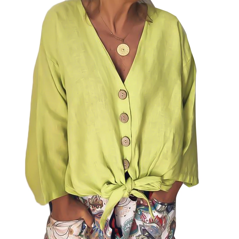 

Fashion Womens Tops and Blouses Solid Color Long Sleeve Shirt V-neck Blusas Verano Mujer 2019 Boho Women Clothing Disney Shirts