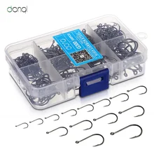 DONQL 300 unids/caja ganchos de pesca de acero de alto carbono tamaño mixto anzuelo de púas cabezal de anzuelo de Pesca de carpa para accesorios de pesca con mosca