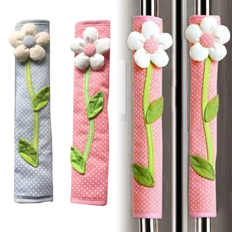Refrigerator Gloves 1 Pair Pastoral Flowers Cotton Doorknob Cover Door