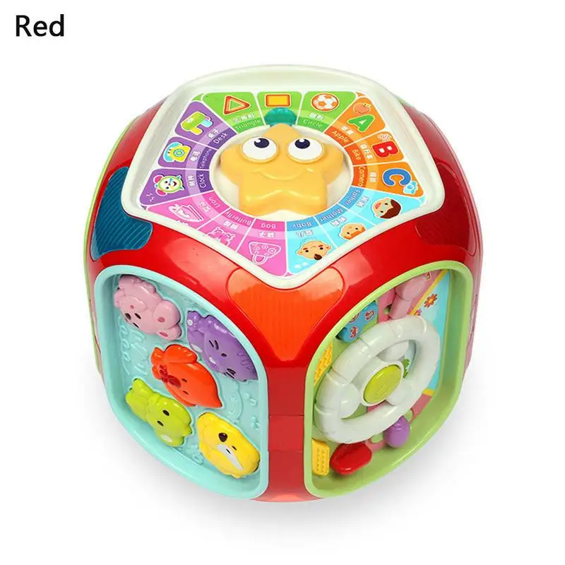 Детская семигранная игрушка, многофункциональный игровой стол, детский дом мудрости, головоломка, музыкальный дом, обучающий дом, познавательная игрушка - Цвет: Red
