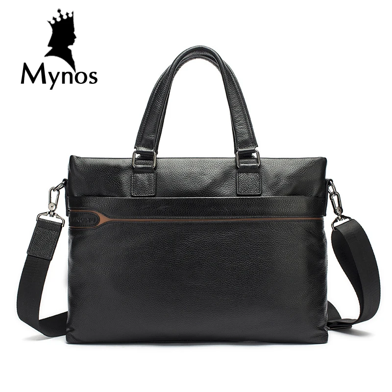 

MYNOS 100% Cow Leather Bussiness Handbags For Men Luxury Genuine Leather Briefcase Handbags Male Tote Crossbody Bag For Men