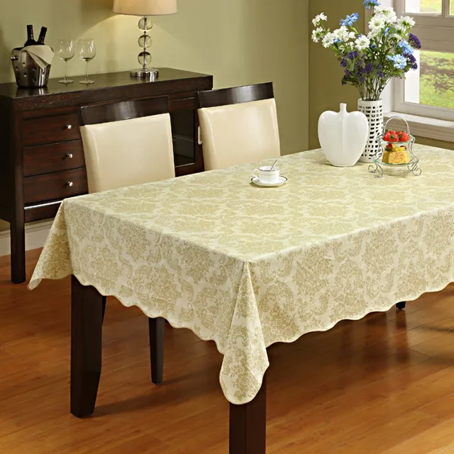 Table Cloth Flannel Backed Vinyl Tablecloth Waterproof Dining Table