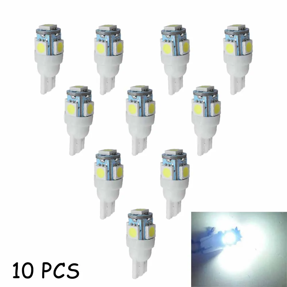 10 шт. Автомобильные светодиодные лампы T10 13 SMD5 5050 W5W 194 168|Сигнальная лампа| |