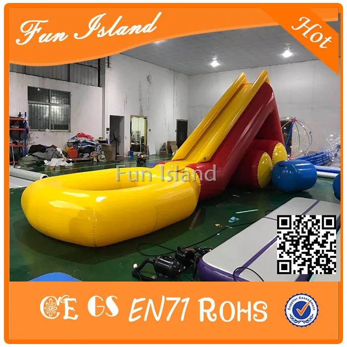 

Free Shipping Yellow Color Inflatable Water Slide With a Pool in Front for Sale Big Water Park Slide for Swimming Pool