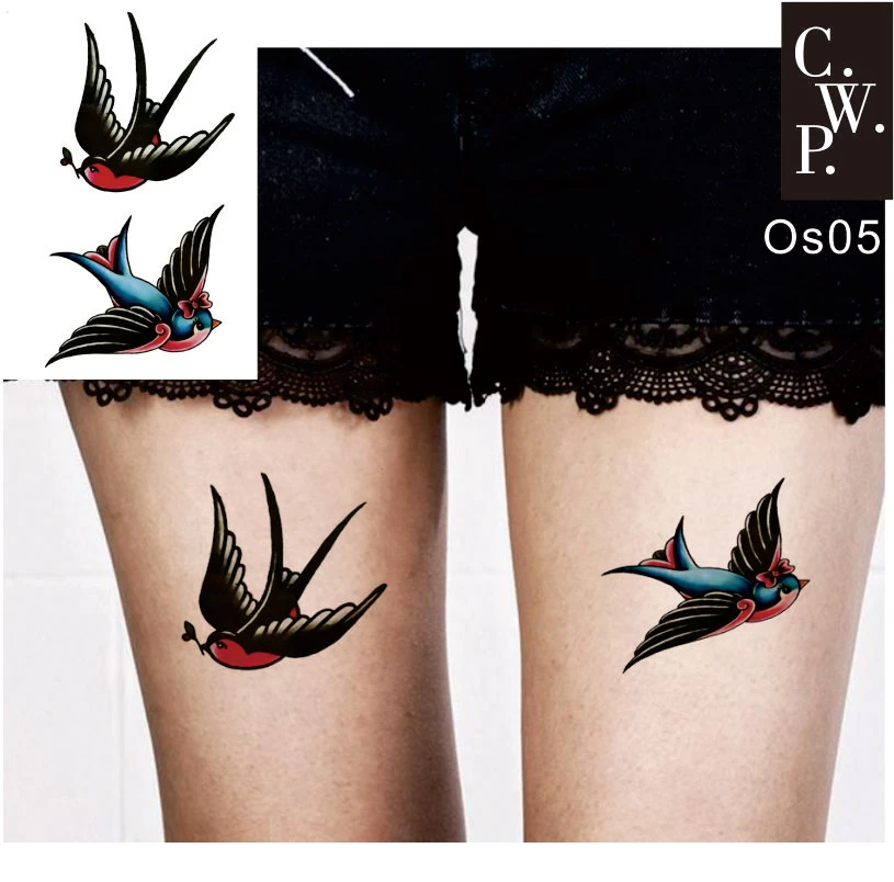 Os05 2 Pezzi Old School Classic Doppio Rondine Motivo Del Tatuaggio Temporaneo Miglior Street Style Decor Temporary Tattoo Pattern Tattoosstyle Tattoos Aliexpress