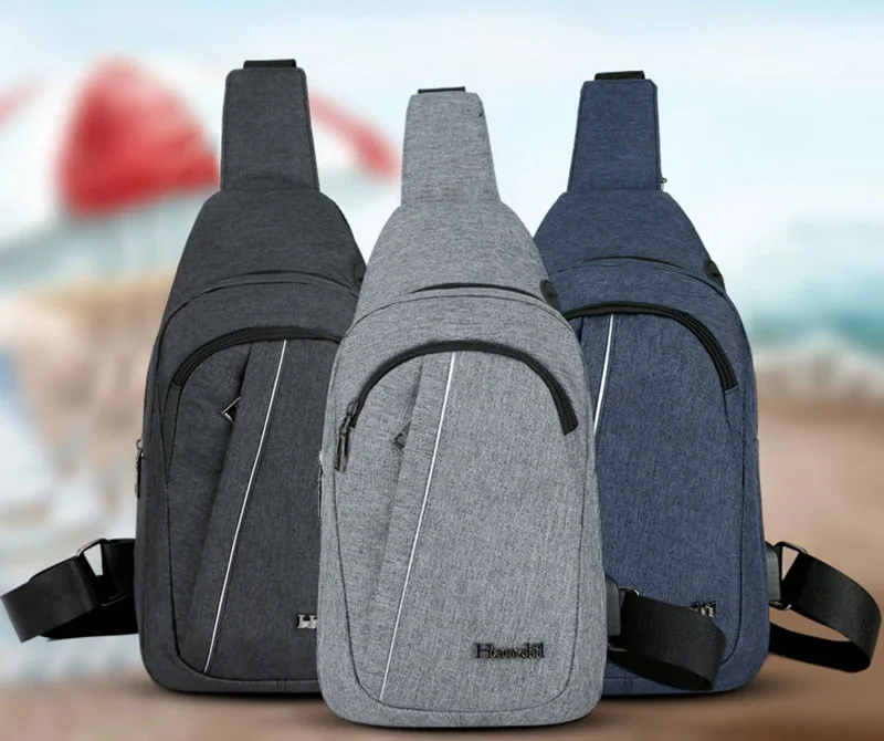 USB Charging Men Backpack Canvas Anti Theft Teenager Chest Bag Women Headphone Hole Casual Shoulder Bag Sac A Dos Homme BP0222 (25)