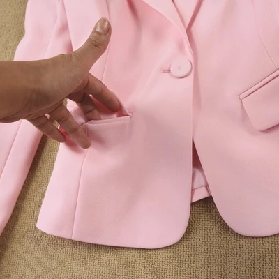 Розовый женский костюм, набор блейзер и 9 очков, брюки, рабочие брюки, костюмы из 2 предметов, офисные женские костюмы, женская одежда, Весенняя Новинка