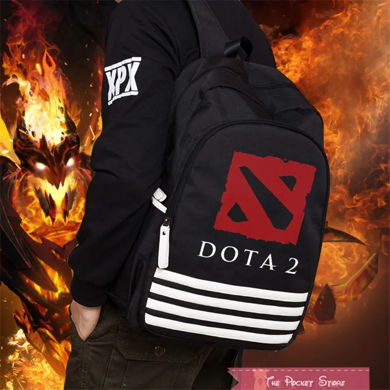 Game Dota 2 SF Nevermore Black Canvas Printing Leather Backpack Women Bags School Backpacks for Tee