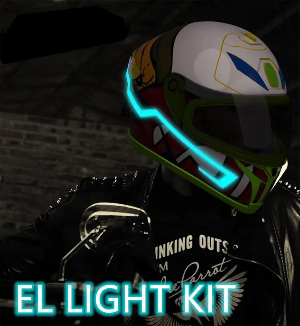 Быстрая доставка! EL свет комплект мотоциклетный шлем EL холодный свет полосы ночного сигнала светящаяся измененная полоса Наклейка На Шлем