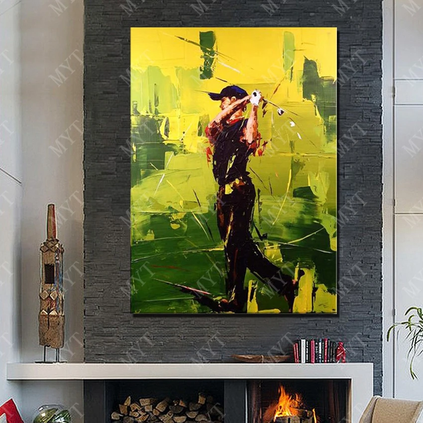 

Modern golf sport picture hand painted by old master still life figure wall art paitning for living room decor