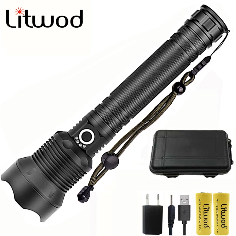 Litwod Z20 1282 и 1287 CREE XHP70.2 XHP90 высокомощсветильник фонарик с батареей 18650 26650 фонарь для
