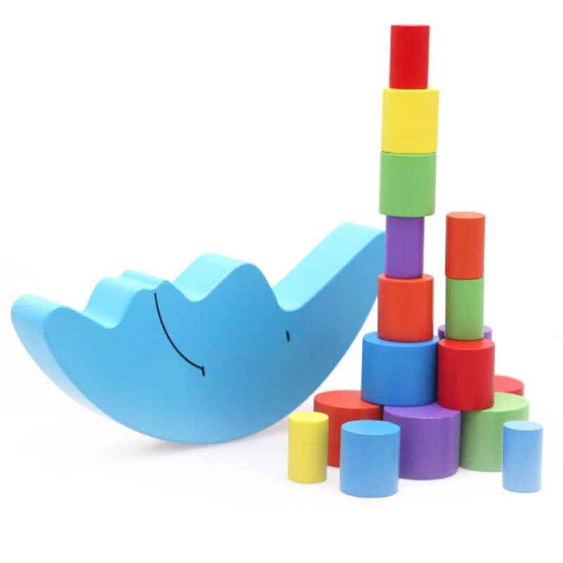  Baby Wood Blocks Toys Colorful Moon Balancing Frame Kids Early Learning Toy Montessori Teaching Aid - 32846277303