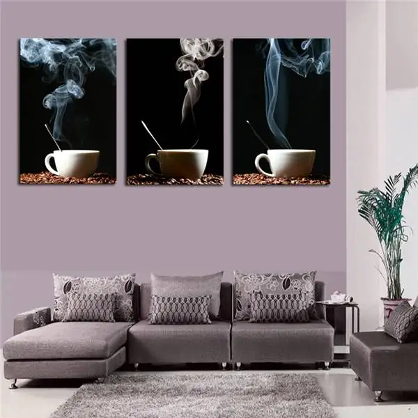 Luxry 3 Панель кофе Wall-Art Картина современная живопись на холсте украшения дома